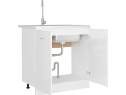 vidaXL Spülenunterschrank Hochglanz-Weiß 80x46x81,5 cm Holzwerkstoff