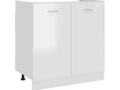 vidaXL Spülenunterschrank Hochglanz-Weiß 80x46x81,5 cm Holzwerkstoff