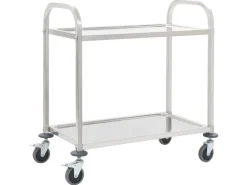 vidaXL 2-Stufiger Servierwagen 96,5 x 55 x 90 cm Edelstahl