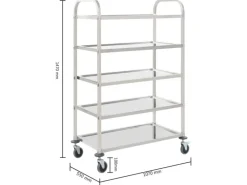 vidaXL 5-Stufiger Servierwagen 107 x 55 x 147 cm Edelstahl