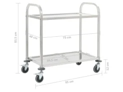 vidaXL 2-Stufiger Servierwagen 95 x 45 x 83,5 cm Edelstahl