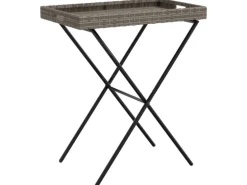 vidaXL Tabletttisch Klappbar Grau 65x40x75 cm Poly Rattan 365129