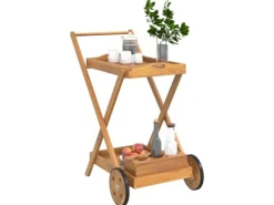 vidaXL Teewagen 54x87x90 cm Massivholz Akazie