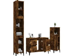 vidaXL 3-tlg. Badmöbel-Set Räuchereiche Holzwerkstoff Modell 9