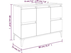 vidaXL 3-tlg. Badmöbel-Set Räuchereiche Holzwerkstoff Modell 9