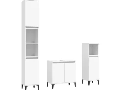 vidaXL 3-tlg. Badmöbel-Set Weiß Holzwerkstoff Modell 20