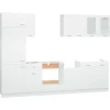 vidaXL 8-tlg Küchenzeile Weiß Holzwerkstoff