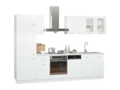 vidaXL 8-tlg Küchenzeile Weiß Holzwerkstoff