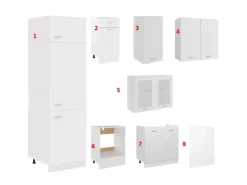 vidaXL 8-tlg Küchenzeile Weiß Holzwerkstoff