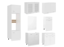 vidaXL 7-tlg Küchenzeile Weiß Holzwerkstoff Modell 1