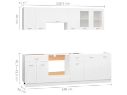 vidaXL 8-tlg Küchenzeile Weiß Holzwerkstoff Modell 1