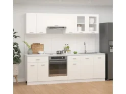 vidaXL 8-tlg Küchenzeile Weiß Holzwerkstoff Modell 1