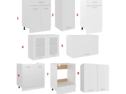 vidaXL 8-tlg Küchenzeile Weiß Holzwerkstoff Modell 1