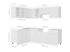 vidaXL 11-tlg Küchenzeile Weiß Holzwerkstoff Modell 3