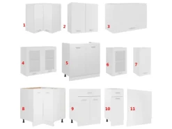 vidaXL 11-tlg Küchenzeile Weiß Holzwerkstoff Modell 3