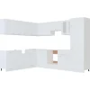 vidaXL 14-tlg Küchenzeile Weiß Holzwerkstoff
