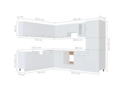 vidaXL 14-tlg Küchenzeile Weiß Holzwerkstoff