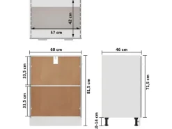 vidaXL Unterschrank Betongrau 60x46x81,5 cm Holzwerkstoff
