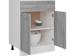 vidaXL Unterschrank mit Schublade Grau Sonoma 60x46x81,5 cm