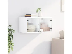 vidaXL Wandschrank mit Glastüren Weiß 68,5x37x35 cm