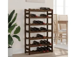 vidaXL Weinregal für 42 Flaschen Braun Massivholz Kiefer 62,5 x 25 x 102 cm