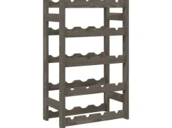 vidaXL Weinregal für 20 Flaschen Grau Massivholz Kiefer