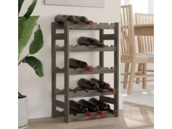 vidaXL Weinregal für 20 Flaschen Grau Massivholz Kiefer