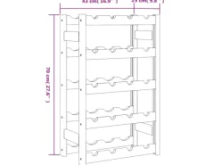 vidaXL Weinregal für 20 Flaschen Grau Massivholz Kiefer