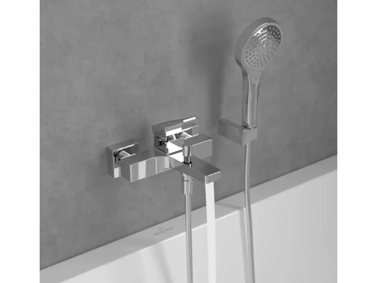 Villeroy & Boch Einhebel-Badewannenarmatur Architectura Square in Chrom