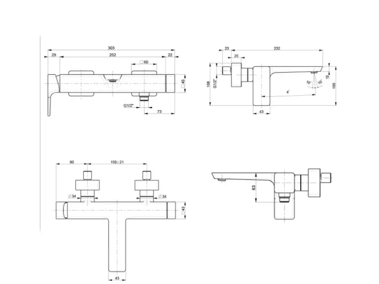 Villeroy & Boch Einhebel-Badewannenarmatur Subway 3.0 in Chrom