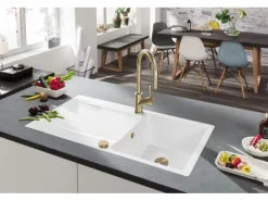 Villeroy & Boch Küchenarmatur Umbrella Flex Hochdruck-Armatur mit Ausziehbarer Brause Wassersparend Gold