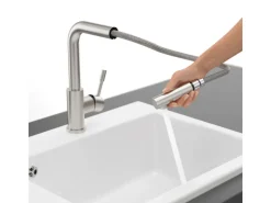 Villeroy & Boch Küchenarmatur Steel Shower Hochdruck-Armatur Ausziehbare Brause Wassersparend Edelstahl Massiv