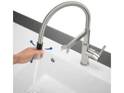 Villeroy & Boch Küchenarmatur Steel Expert Compact Hochdruck Armatur Umschaltfunktion Wassersparend Edelstahl Massiv