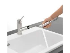 Villeroy & Boch Küchenarmatur Como Shower Hochdruck-Armatur Ausziehbare Brause Wassersparend Edelstahl Massiv