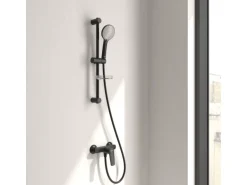 Villeroy & Boch Oasis Duscharmatur Einhebel-Mischbatterie mit Rückflussschutz & Kartusche Aufputzmontage Rund Matt Black