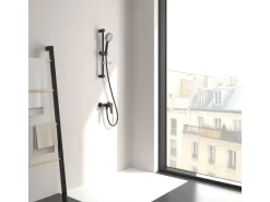 Villeroy & Boch Oasis Duscharmatur Einhebel-Mischbatterie mit Rückflussschutz & Kartusche Aufputzmontage Rund Matt Black