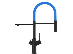 VIZIO 3 Wege Wasserhahn Küchenarmatur BOD mit 360° Schwenkbarem Auslauf Abnehmbare 2 Strahl Handbrause Schwarz Matt   Hellblau