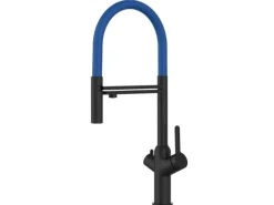 VIZIO 4 Wege Wasserhahn Küchenarmatur BOD mit 360° Schwenkbarem Auslauf Abnehmbare 2 Strahl Handbrause Schwarz Matt   Blau