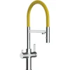 VIZIO 4 Wege Wasserhahn Küchenarmatur FC mit 360° Schwenkbarem Auslauf Abnehmbare 2 Strahl Handbrause Verchromt   Gelb