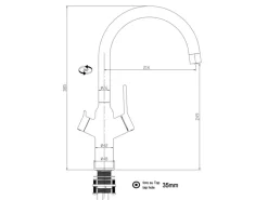 VIZIO 3 Wege Wasserhahn Küchenarmatur BOD mit 360° Schwenkbarem U Auslauf Verchromt