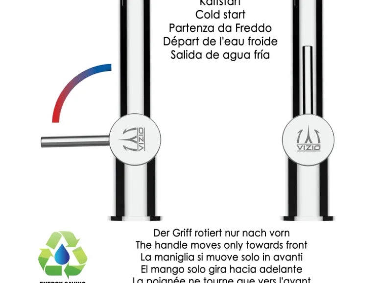 VIZIO 3 Wege Wasserhahn Küchenarmatur BOD mit 360° Schwenkbarem U Auslauf Verchromt