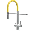 VIZIO 3 Wege Wasserhahn Küchenarmatur Edelstahl Massiv mit 360° Schwenkbarem Auslauf Abnehmbare 2 Strahl Handbrause Gebürstet   Gelb