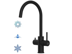 VIZIO 5 Wege Wasserhahn Küchenarmatur Edelstahl Massiv mit 360° Schwenkbarem U Auslauf PVD Schwarz Matt