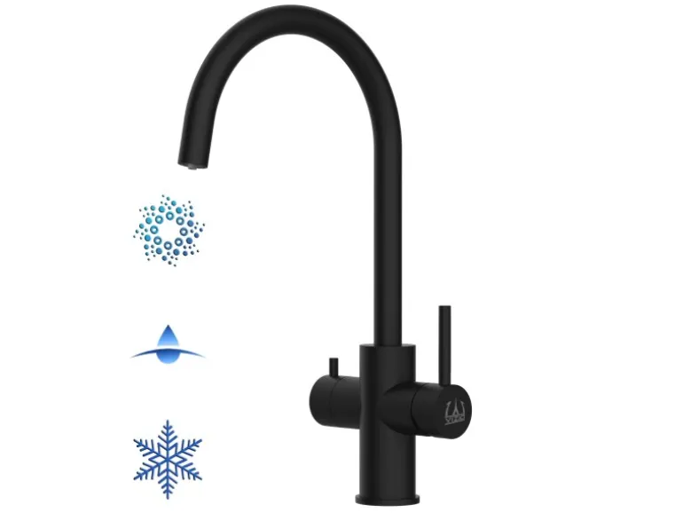 VIZIO 5 Wege Wasserhahn Küchenarmatur Edelstahl Massiv mit 360° Schwenkbarem U Auslauf PVD Schwarz Matt