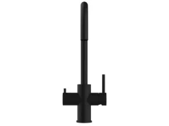 VIZIO 5 Wege Wasserhahn Küchenarmatur Edelstahl Massiv mit 360° Schwenkbarem U Auslauf PVD Schwarz Matt