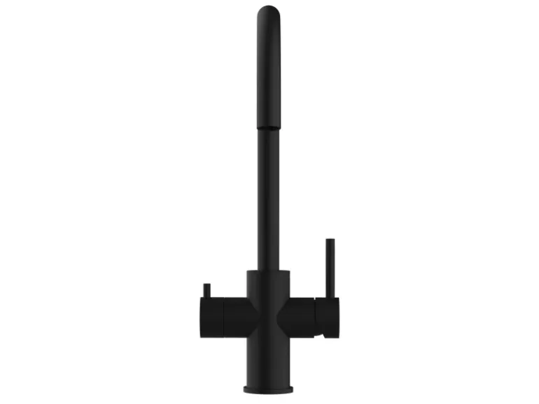 VIZIO 5 Wege Wasserhahn Küchenarmatur Edelstahl Massiv mit 360° Schwenkbarem U Auslauf PVD Schwarz Matt