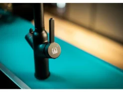 VIZIO 3 Wege Wasserhahn Küchenarmatur BOD mit 360° Schwenkbarem L Auslauf Schwarz Matt