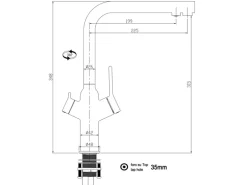 VIZIO 3 Wege Wasserhahn Küchenarmatur BOD mit 360° Schwenkbarem L Auslauf Schwarz Matt