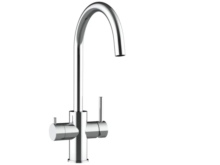 VIZIO 5 Wege Wasserhahn Küchenarmatur Edelstahl Massiv mit 360° Schwenkbarem U Auslauf Hochglanz Poliert