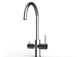 VIZIO 5 Wege Wasserhahn Küchenarmatur Edelstahl Massiv mit 360° Schwenkbarem U Auslauf Hochglanz Poliert